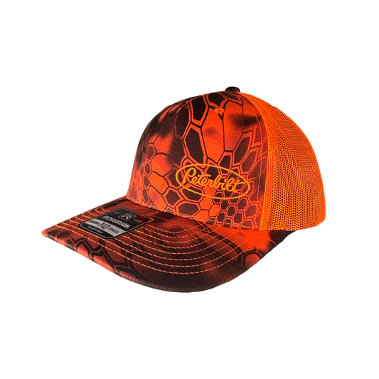 Richardson 112 Kryptek Orange Peterbilt Logo Mesh Trucker Cap