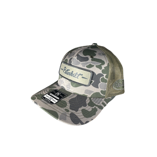 Richardson 112 Heritage Marsh Duck Camo Embroidered Peterbilt Patch Mesh Trucker Cap