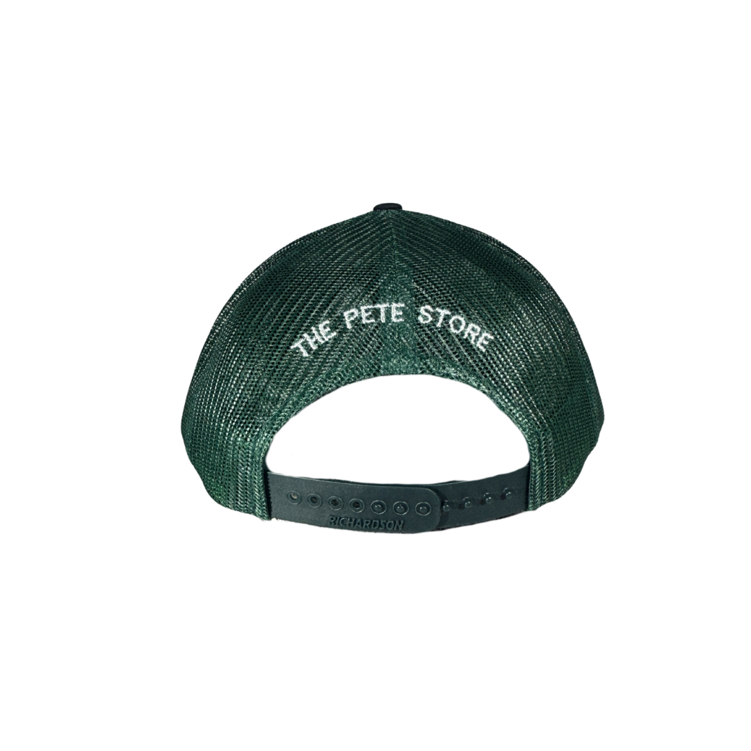 Richardson 112 Gray Mesh Peterbilt Logo Green Mesh Trucker Cap