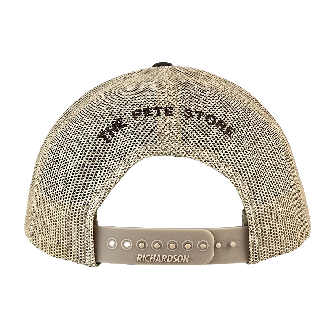 Classic Brown and Tan Mesh Peterbilt logo Trucker Cap