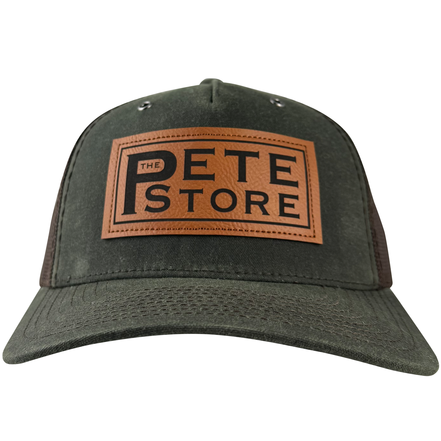 Classic Waxed Cotton Trucker Cap with Pete Store Leather Patch