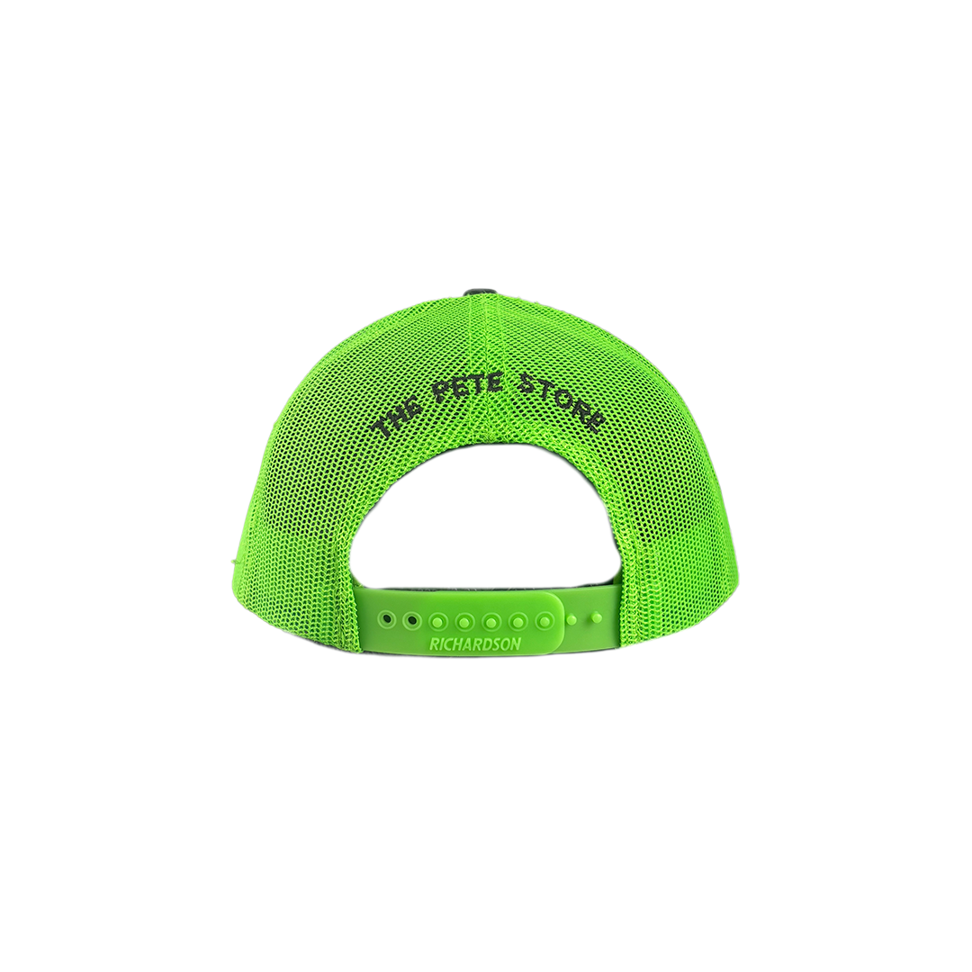 Classic Gray and Neon Green Peterbilt Logo with Mesh Trucker Cap