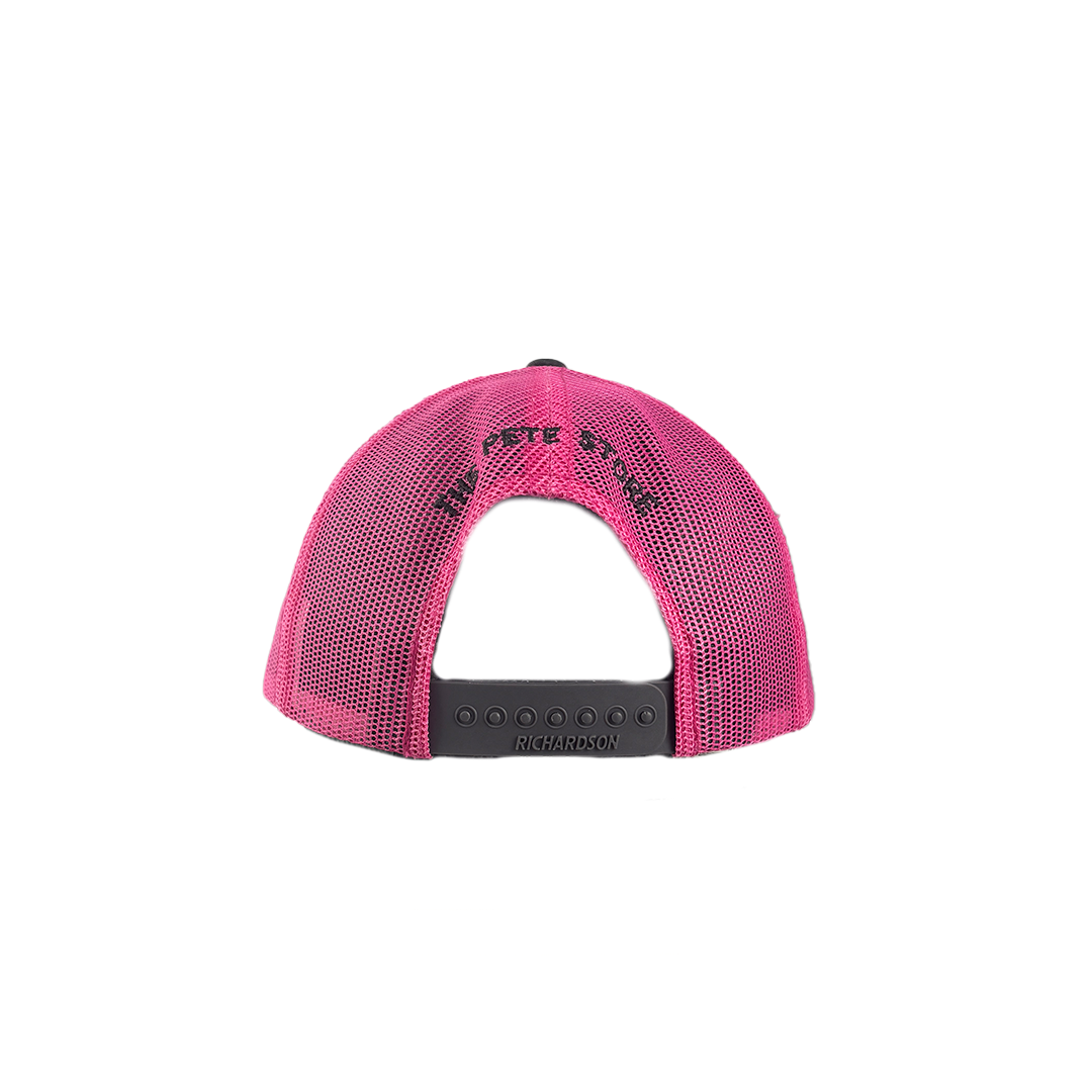 Classic Gray and Pink Peterbilt Logo with Mesh Trucker Cap