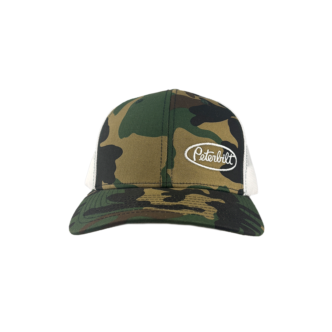 Classic Army Camo and Peterbilt Logo Mesh Trucker Cap