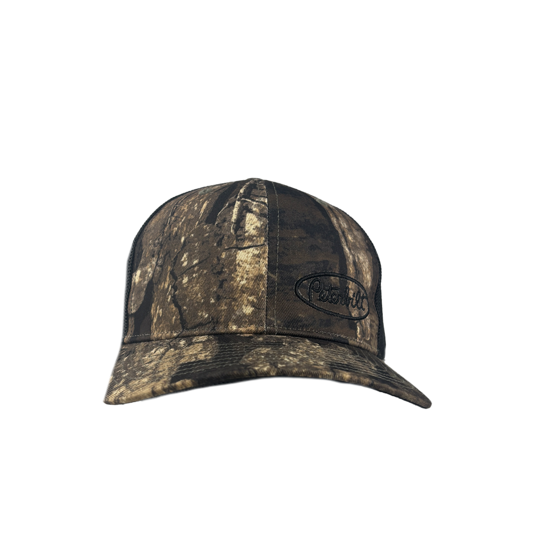 Real Tree Camo and Peterbilt Logo with Mesh Trucker Cap