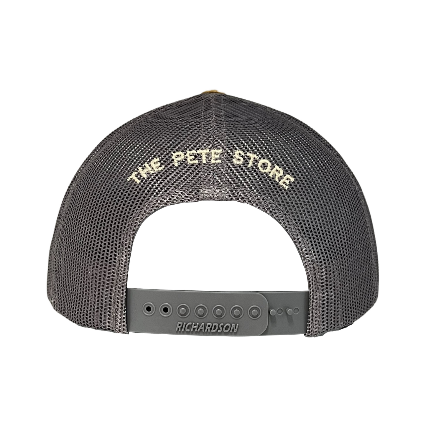 Classic Cream, Gray, and Mustard Yellow Peterbilt logo Trucker Cap