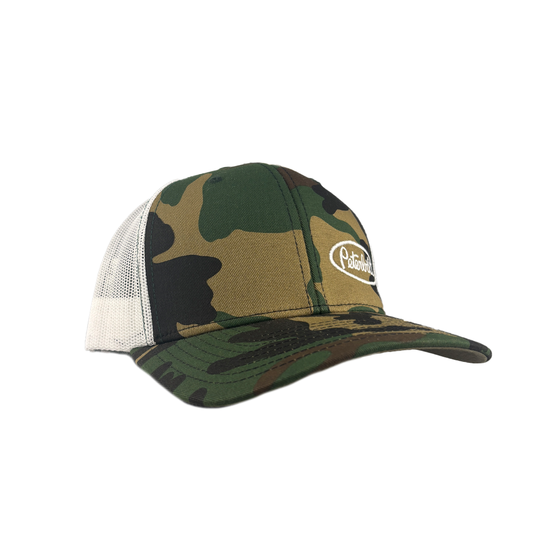 Classic Army Camo and Peterbilt Logo Mesh Trucker Cap
