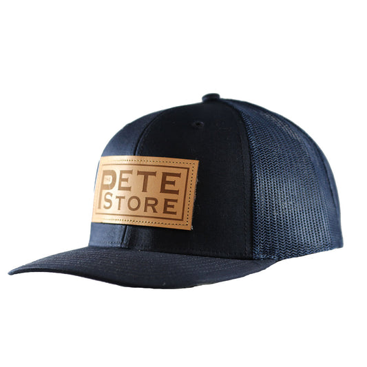 Navy Blue The Pete Store Leather Patched Logo Hat