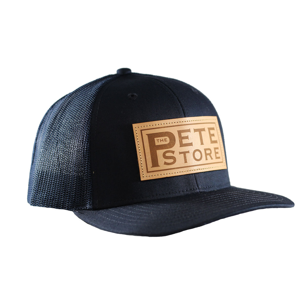 Navy Blue The Pete Store Leather Patched Logo Hat