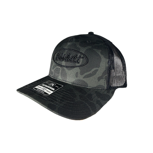 Richardson 112 Black Duck Camo Peterbilt Logo Mesh Trucker Cap
