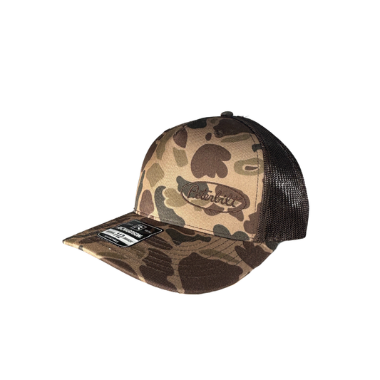 Richardson 112 Brown Duck Camo Peterbilt Logo Mesh Trucker Cap