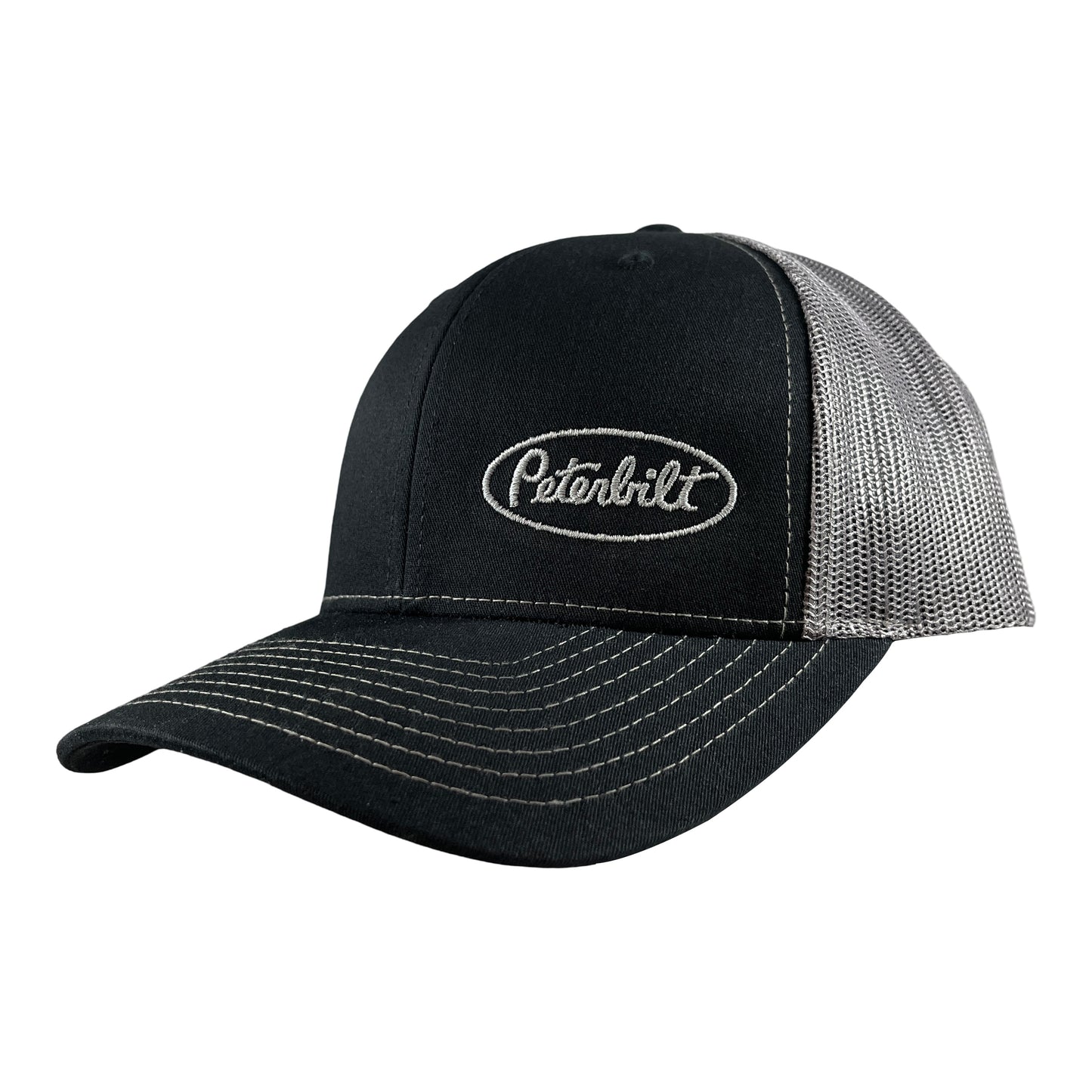 Classic Black and Gray Peterbilt Logo Trucker Cap THE PETE STORE