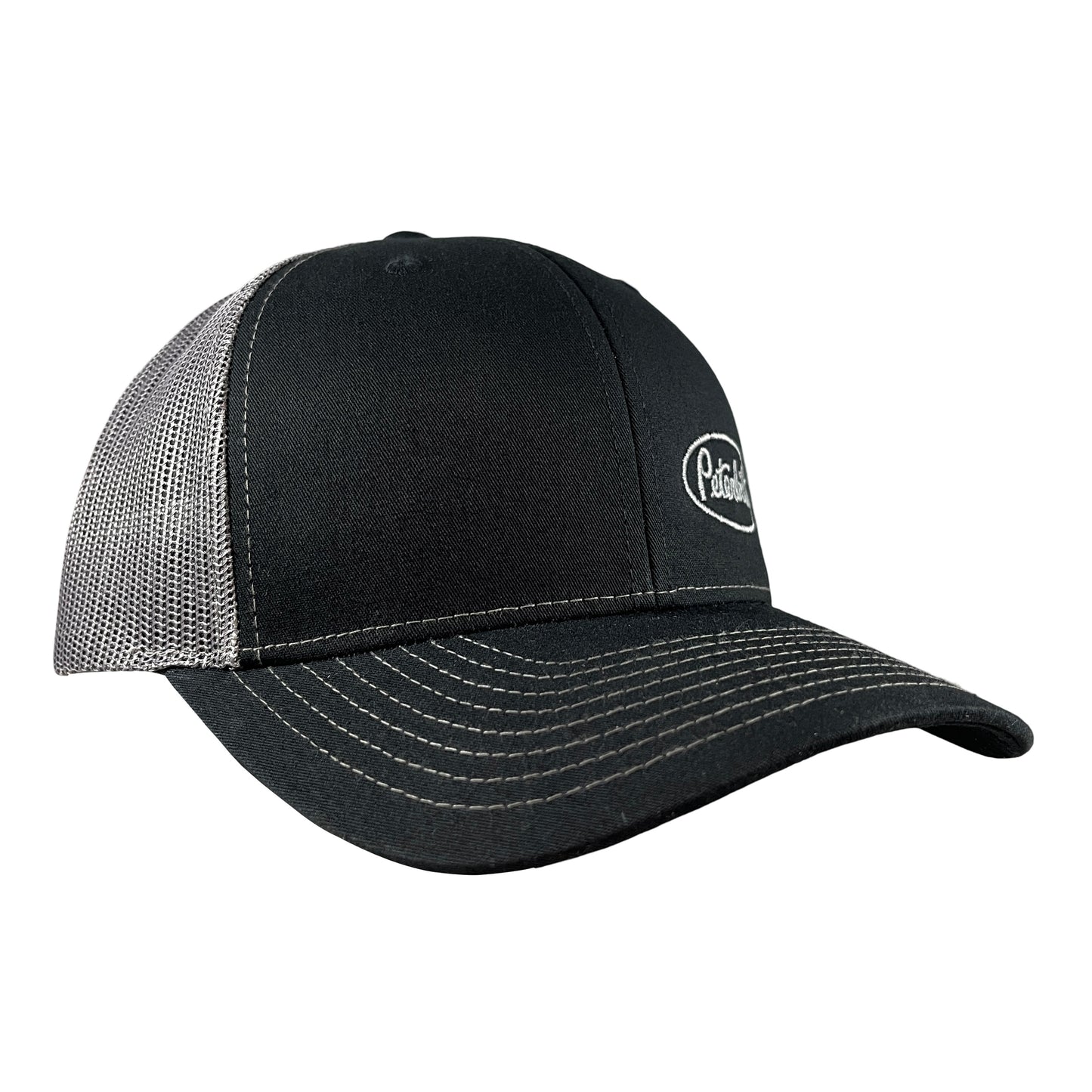 Classic Black and Gray Peterbilt Logo Trucker Cap