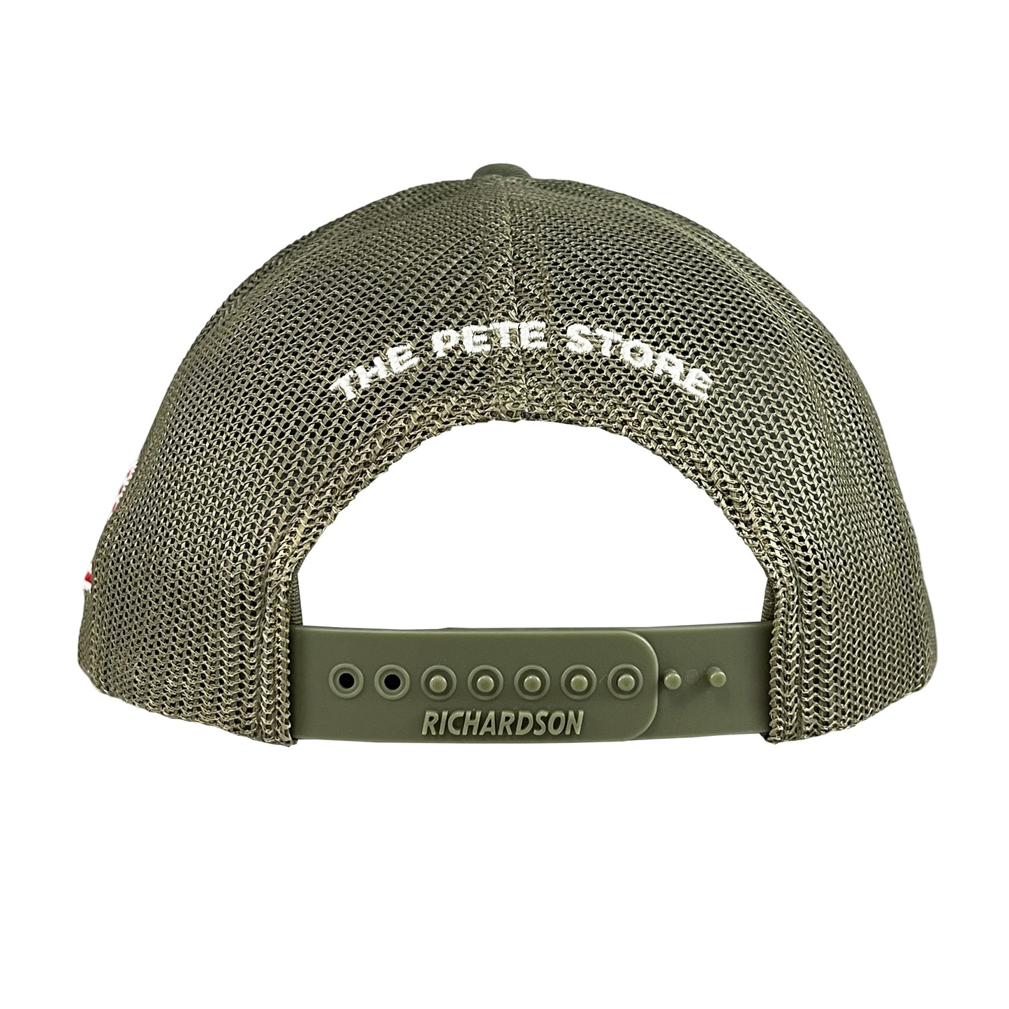 Classic Army Green Peterbilt Logo Trucker Cap with American Flag