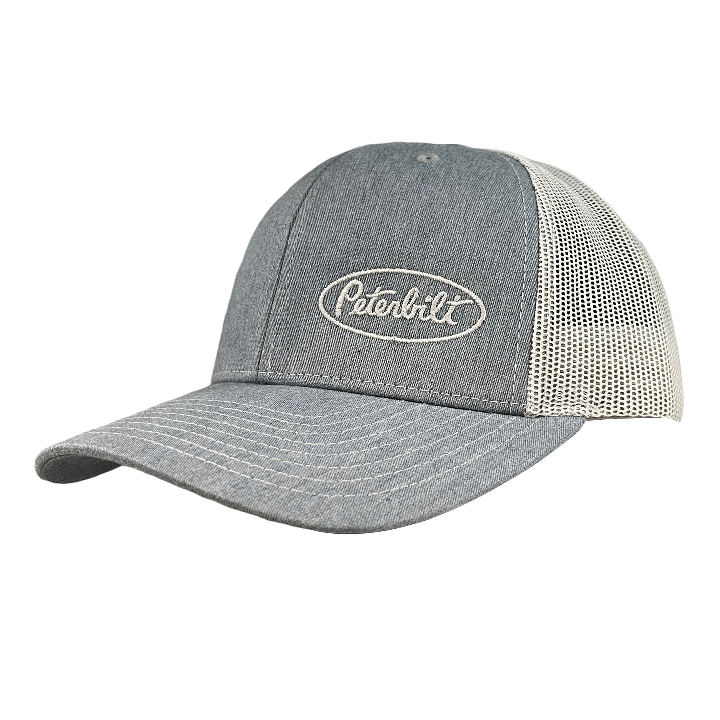 Classic Two-tone Gray Peterbilt Logo Trucker Cap