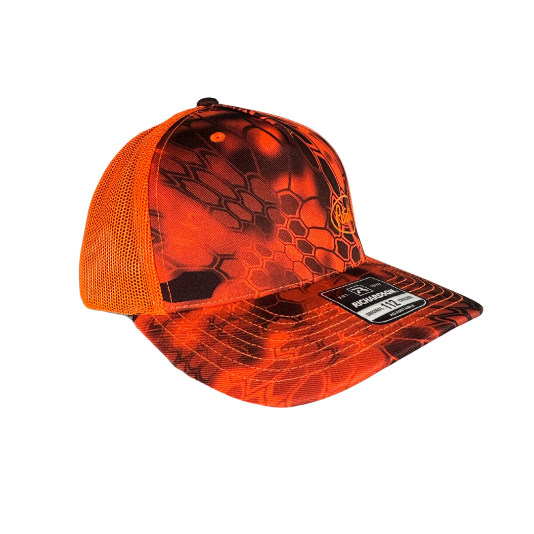 Richardson 112 Kryptek Orange Peterbilt Logo Mesh Trucker Cap