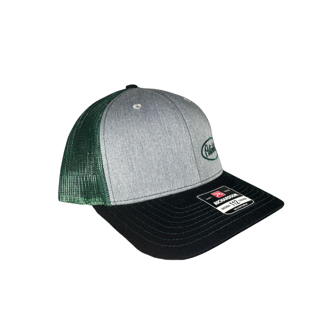 Richardson 112 Gray Mesh Peterbilt Logo Green Mesh Trucker Cap