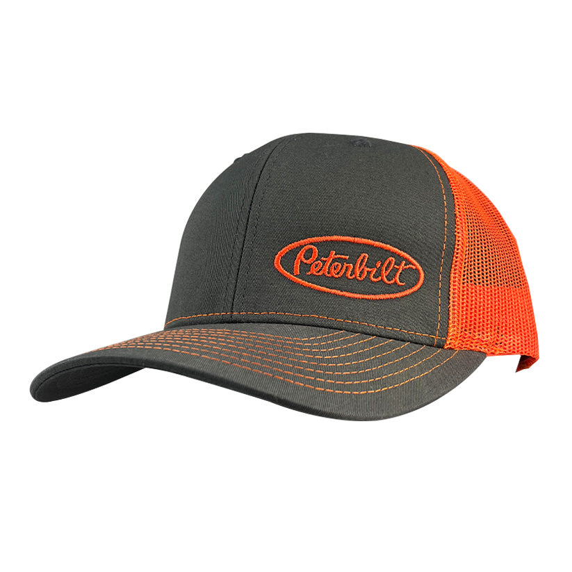 Peterbilt Gray and Orange Mesh Hat
