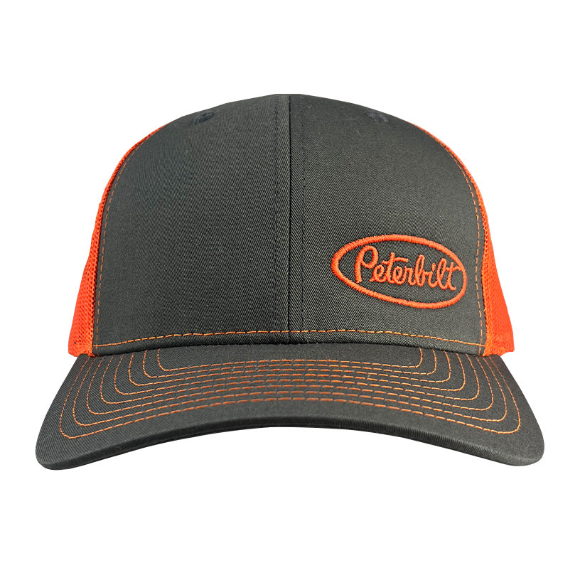 Peterbilt Gray and Orange Mesh Hat