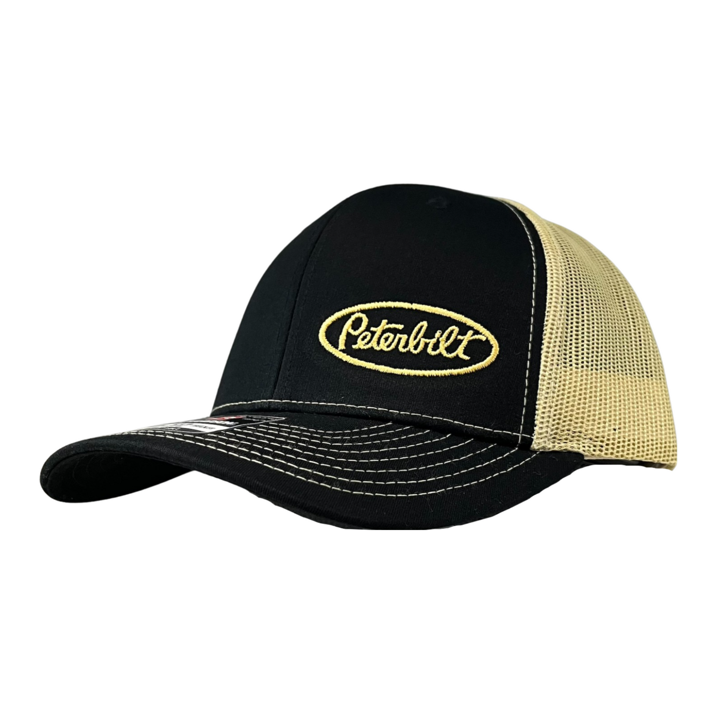 Classic Black and Gold Peterbilt logo Trucker Cap