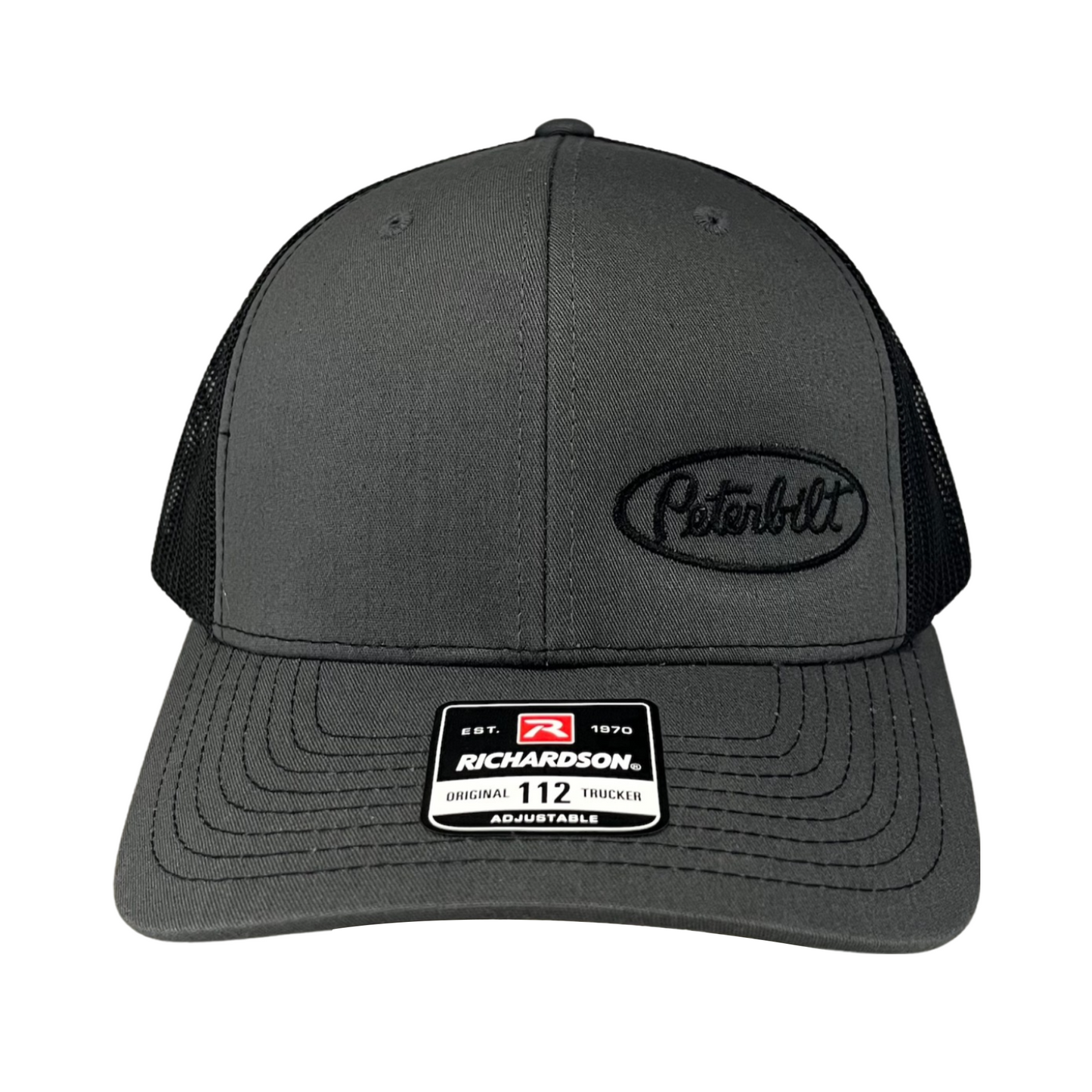 Classic Black and Gray Peterbilt Logo Trucker Cap