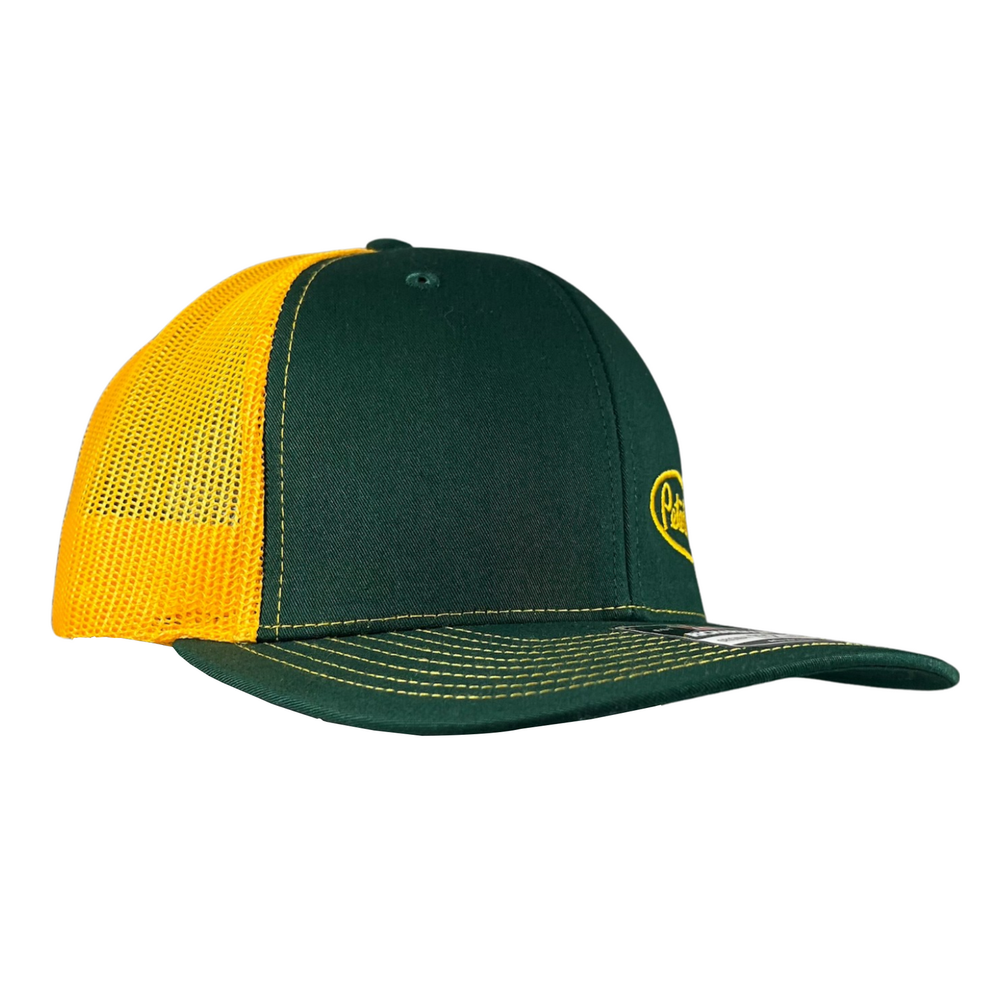 Classic Forest Green and Yellow Peterbilt logo Trucker Cap