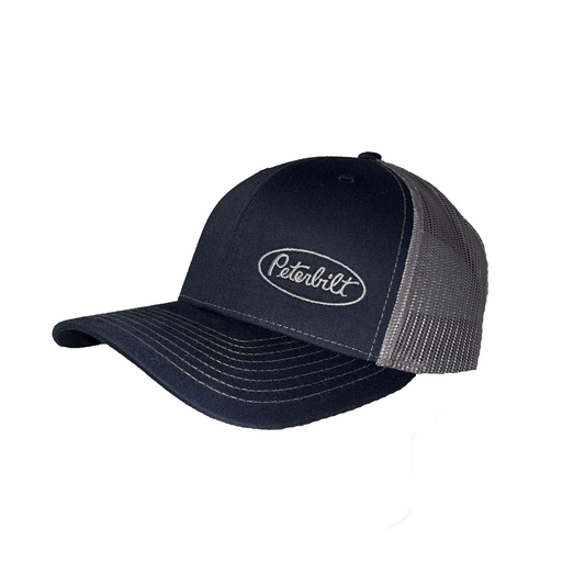 Classic Navy and Gray Peterbilt Logo Trucker Cap